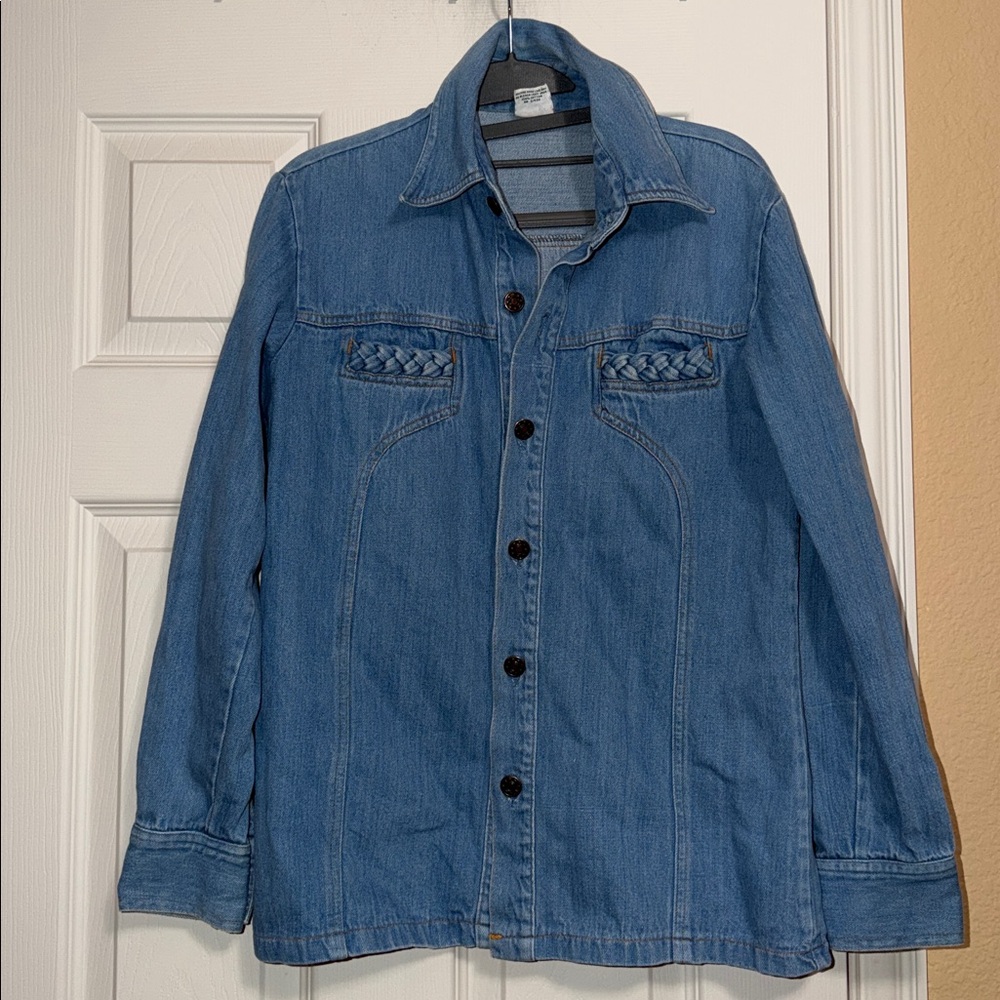 RE/DONE 70s Braid Detail Denim Shirt - flawed